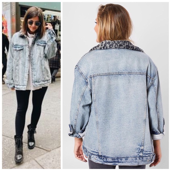 SOLD ❤️ FREE PEOPLE Jean Jacket Sherpa Trucker S - Picture 6 of 7